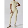 Гладкий комбінізон Leggings Body Crop T-shirt model 31 (Crema)